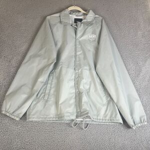 Vans Off The Wall  Jacket Mens XL Gray Windbreaker Snap Front Fleece Lined Surf